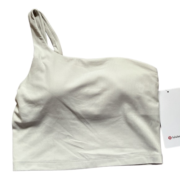 lululemon athletica Tops - LULULEMON RIBBED NULU ASYMMETRICAL YOGA TANK in BONE (off-white). SIZE 6. NWT!